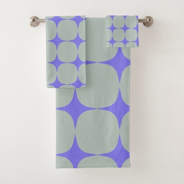 Conjunto De Toalhas Padrão Azul Roxo Moderno de Meio século Simples (Insitu)