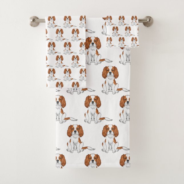 Conjunto De Toalhas Padrão Blenheim Cavalier King Charles Spaniel (Insitu)