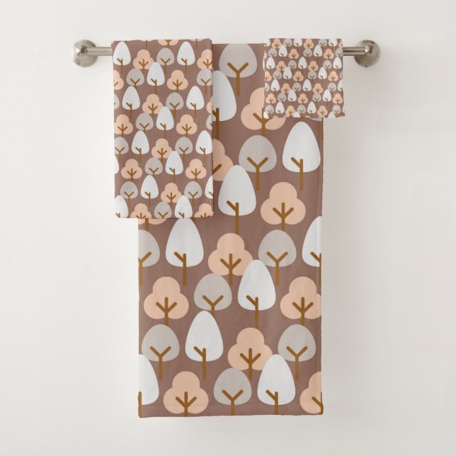 Conjunto De Toalhas Padrão Botânico de Árvores de Pinheiro Outono Rúst (Insitu)