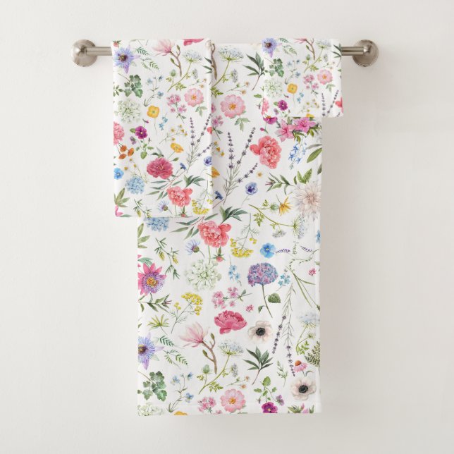 Conjunto De Toalhas Padrão Botânico de Jardim de Flores Silvestres em  (Insitu)