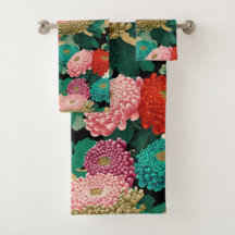 Padrão Botânico Vintage de Flores de Crisântemo