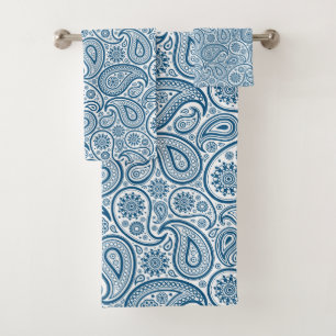 Conjunto De Toalhas Padrão branco da paisagem um fundo azul