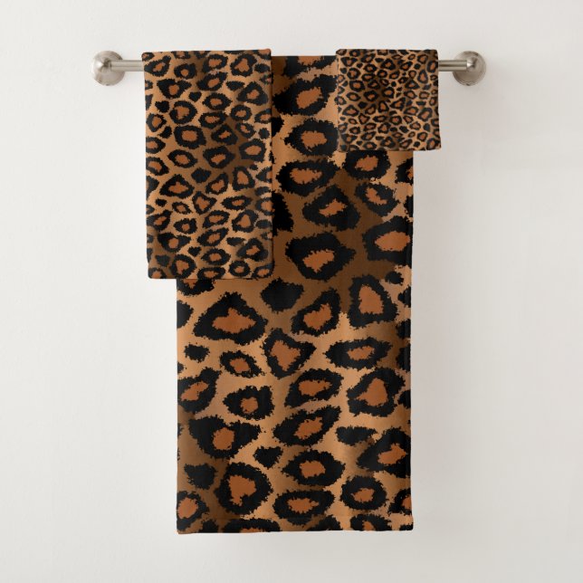 Conjunto De Toalhas Padrão Brown Leopard (Insitu)