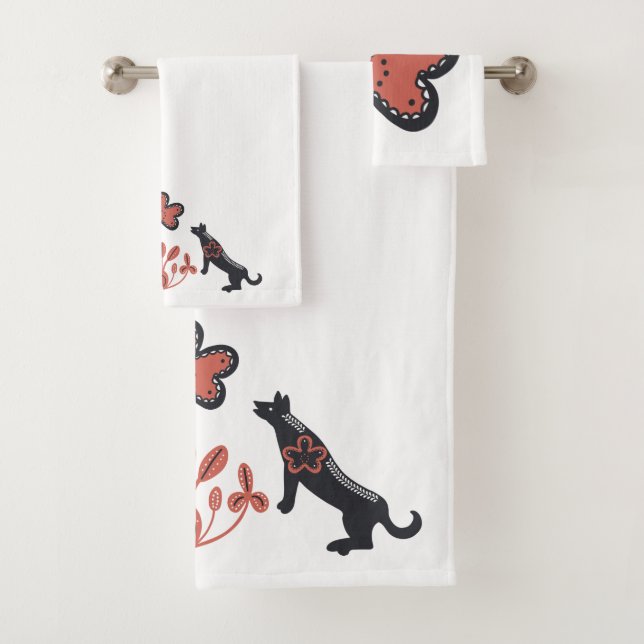 Conjunto De Toalhas Padrão castanho e rosa e escandinavo (Insitu)