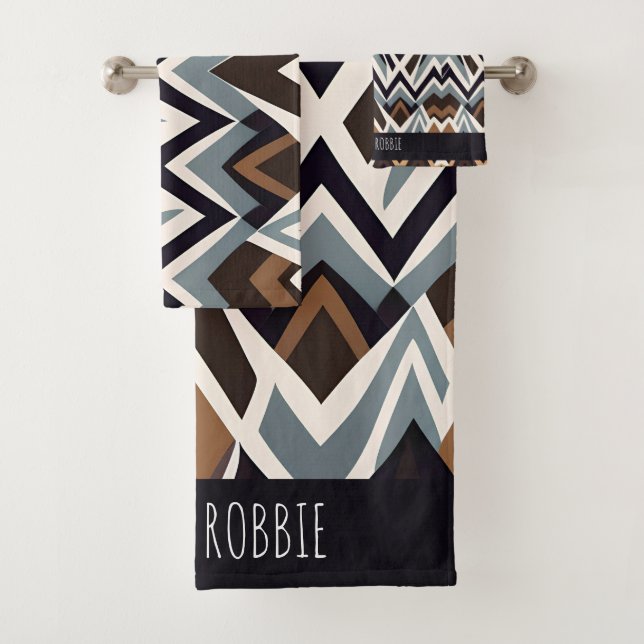 Conjunto De Toalhas Padrão Castanho Geométrico do Triângulo Africano M (Insitu)