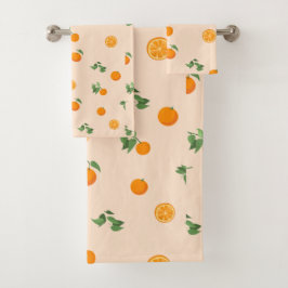 Conjunto De Toalhas Padrão clássico de citrino de fruta laranja 
