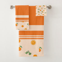 Conjunto De Toalhas Padrão clássico de citrino de fruta laranja 