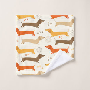 Conjunto De Toalhas Padrão colorido de cães dachshund