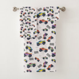 Conjunto De Toalhas Padrão Colorido de Caminhões Monstrosos