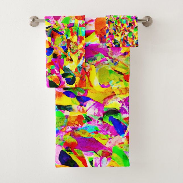 Conjunto De Toalhas Padrão Colorido de Espectro de Abstrato (Insitu)