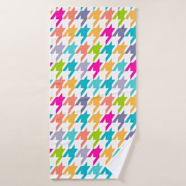 Conjunto De Toalhas Padrão Colorido de Houndstooth (Toalha de Banho)