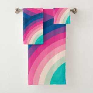 Conjunto De Toalhas Padrão Colorido dos Círculos do Arco-Íris 