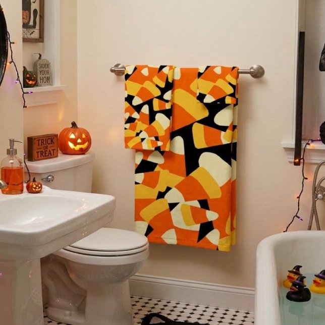 Conjunto De Toalhas Padrão contínuo de Candy Corn de Halloween (Criador carregado)