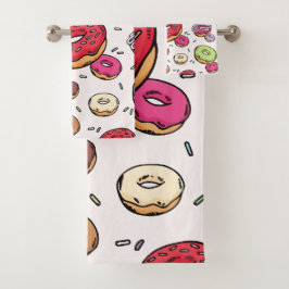 Conjunto De Toalhas Padrão contínuo de Donuts