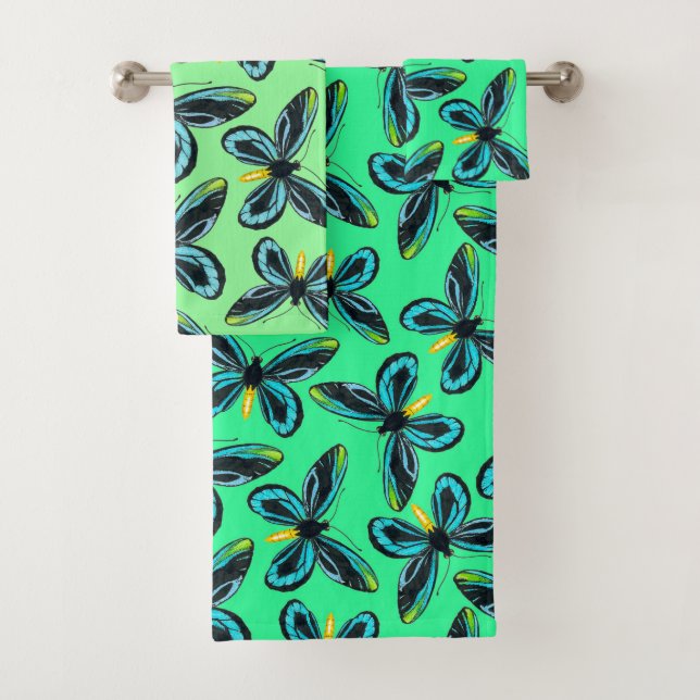 Conjunto De Toalhas Padrão da borboleta de passarinho da Rainha Alexan (Insitu)
