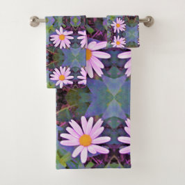 Conjunto De Toalhas Padrão da flor da margarida rosa retrorreflectora