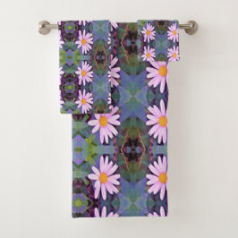 Conjunto De Toalhas Padrão da flor da margarida rosa retrorreflectora