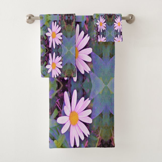 Conjunto De Toalhas Padrão da flor da margarida rosa retrorreflectora (Insitu)
