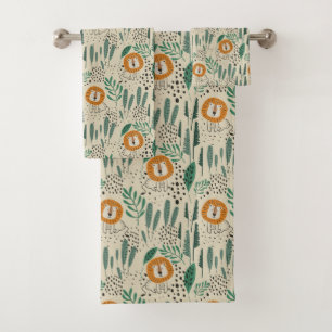 Conjunto De Toalhas Padrão da Floresta Tropical Selvagem de Leão-de-Dó