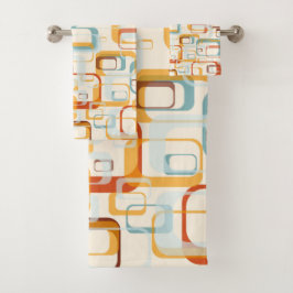 Conjunto De Toalhas Padrão Da Vintagem Retroativa 70s Em Sombras De Az