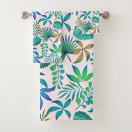 Conjunto De Toalhas Padrão das folhas tropicais
