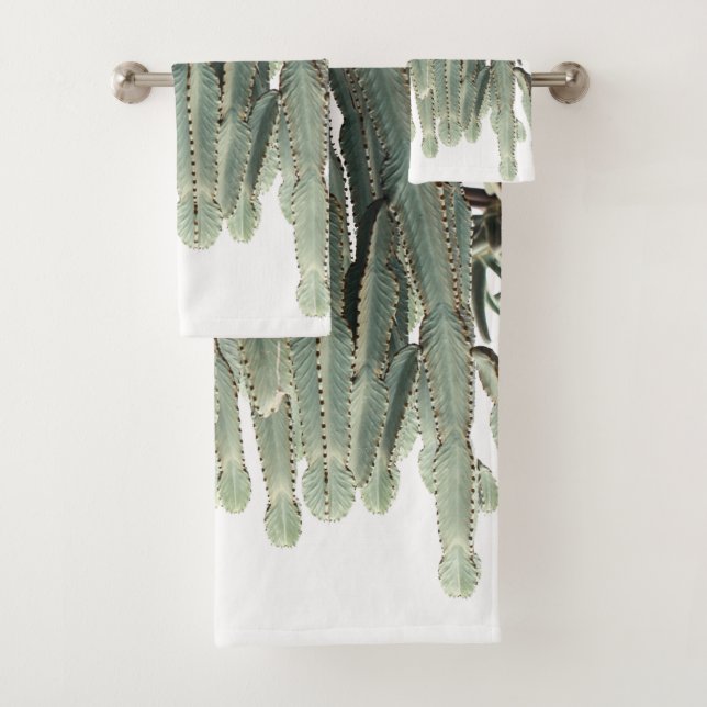 Conjunto De Toalhas Padrão das plantas de cactus verde-pálidas (Insitu)