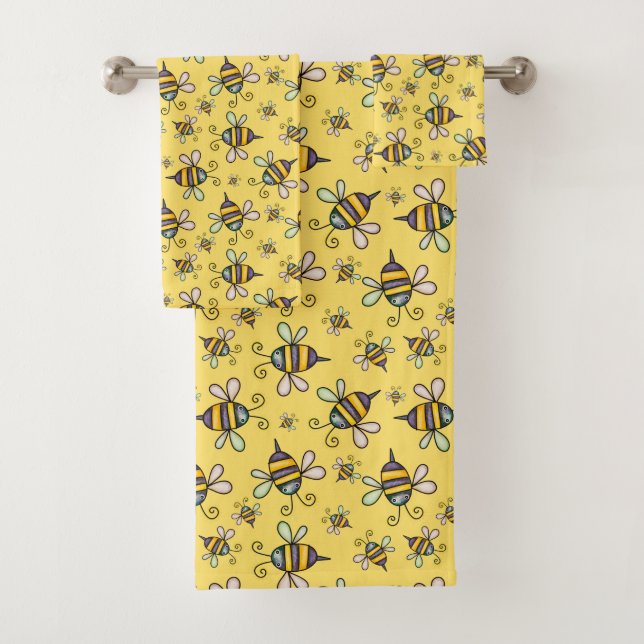 Conjunto De Toalhas Padrão de Abelha (Insitu)