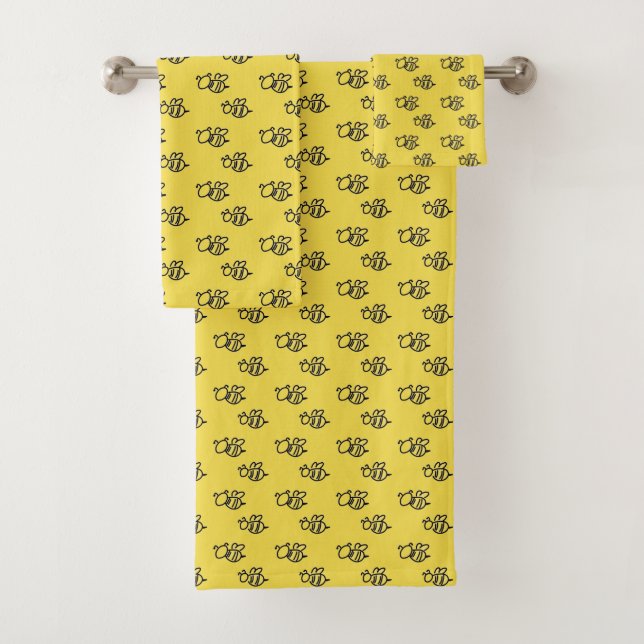 Conjunto De Toalhas Padrão de Abelhas de Verão Amarelas Brilhantes (Insitu)