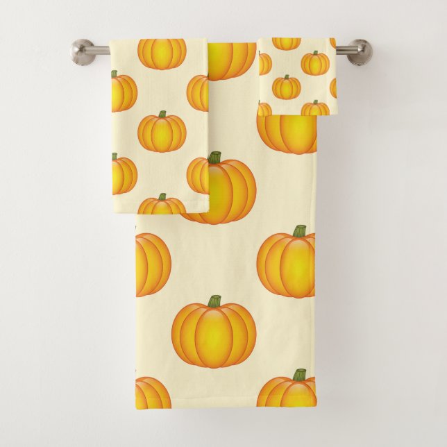 Conjunto De Toalhas Padrão de Abóbora Outono Amarelo (Insitu)