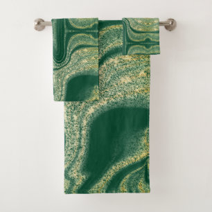 Conjunto De Toalhas Padrão de abstrato amarelo verde moderno