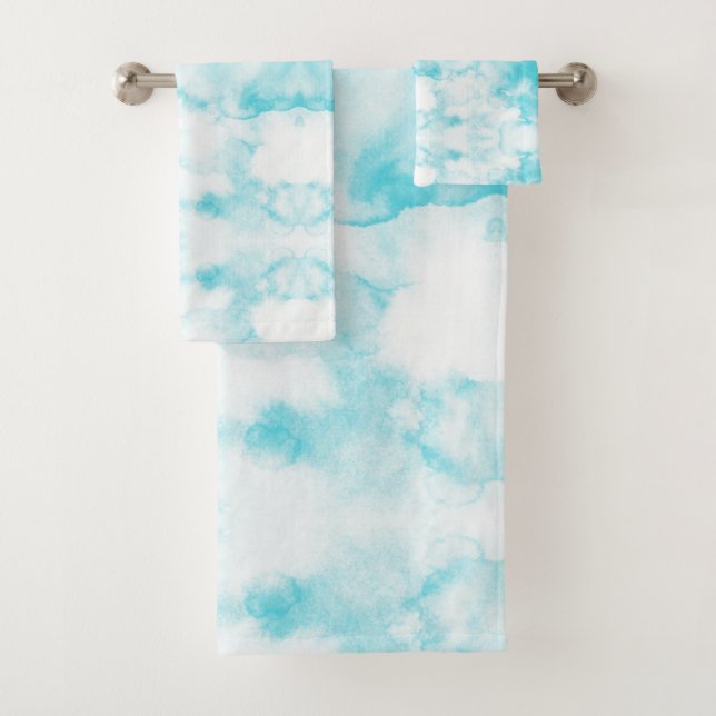 Conjunto De Toalhas Padrão de abstrato azul de cor aquática (Insitu)
