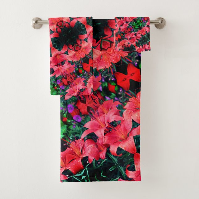 Conjunto De Toalhas Padrão de Abstrato de Arte das Flores Laranja (Insitu)