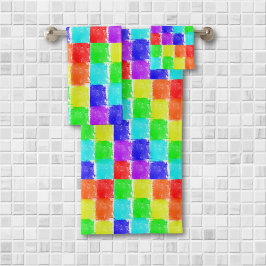 Conjunto De Toalhas Padrão de Abstrato de blocos de cores modernos