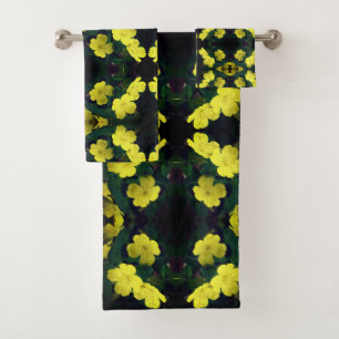 Conjunto De Toalhas Padrão de Abstrato de Flores de Primrose Amarela b