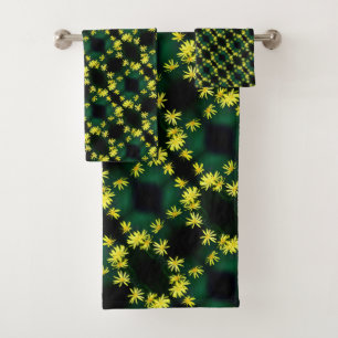 Conjunto De Toalhas Padrão de Abstrato de Margarida Amarela Delicada