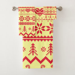 Conjunto De Toalhas Padrão de Abstrato de Natal Feio