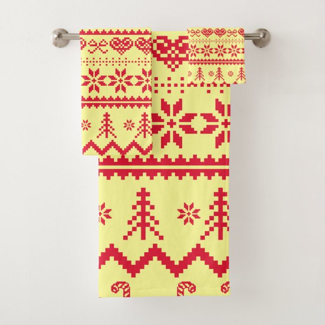 Conjunto De Toalhas Padrão de Abstrato de Natal Feio (Insitu)