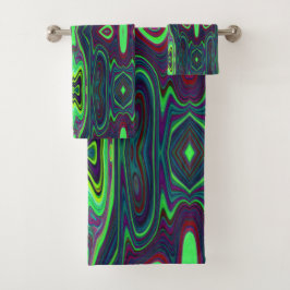 Conjunto De Toalhas Padrão de Abstrato de Retro, Vermelho e Azul