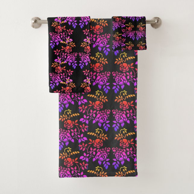 Conjunto De Toalhas Padrão de Abstrato de Rosa de Flores Estensíveis (Insitu)