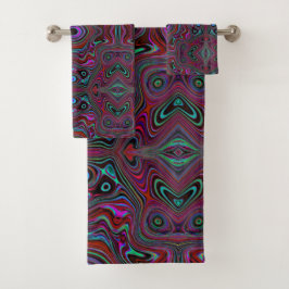 Conjunto De Toalhas Padrão de Abstrato de Seafoam Verde e Magenta