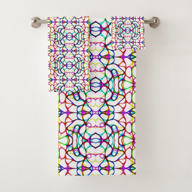 Conjunto De Toalhas Padrão de Abstrato de várias cores  (Insitu)