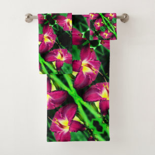 Conjunto De Toalhas Padrão de Abstrato do Flower Daylily Close Up
