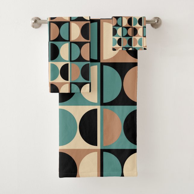 Conjunto De Toalhas Padrão de Abstrato Geométrico Moderno do meio sécu (Insitu)