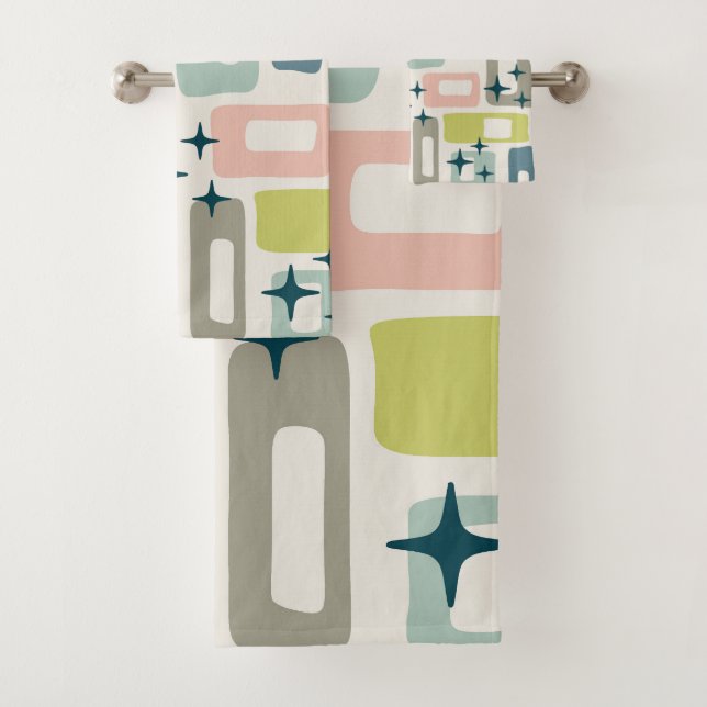 Conjunto De Toalhas Padrão de Abstrato Moderno do Meio século Retroati (Insitu)