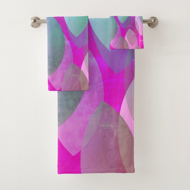 Conjunto De Toalhas Padrão de Abstrato moderno | Magenta - Cor-de-rosa (Insitu)