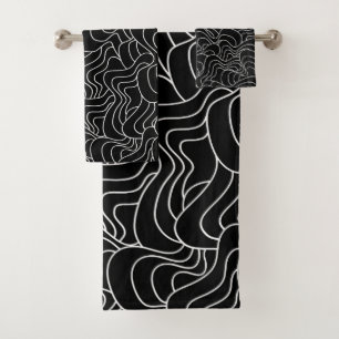 Conjunto De Toalhas Padrão de abstrato - preto e branco