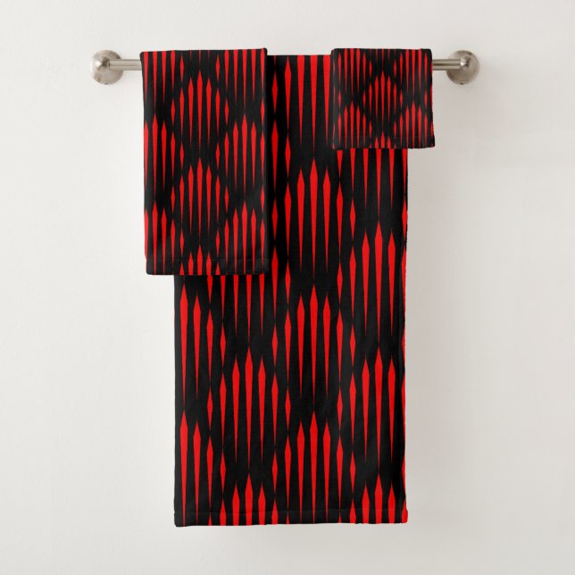 Conjunto De Toalhas Padrão de abstrato vermelho e preto (Insitu)