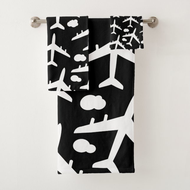 Conjunto De Toalhas Padrão de aeronaves de aviões de voo negro (Insitu)