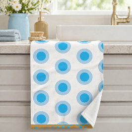 Conjunto De Toalhas Padrão de Anel com Círculo Branco Azul Claro Doura