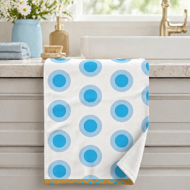 Conjunto De Toalhas Padrão de Anel com Círculo Branco Azul Claro Doura (Criador carregado)